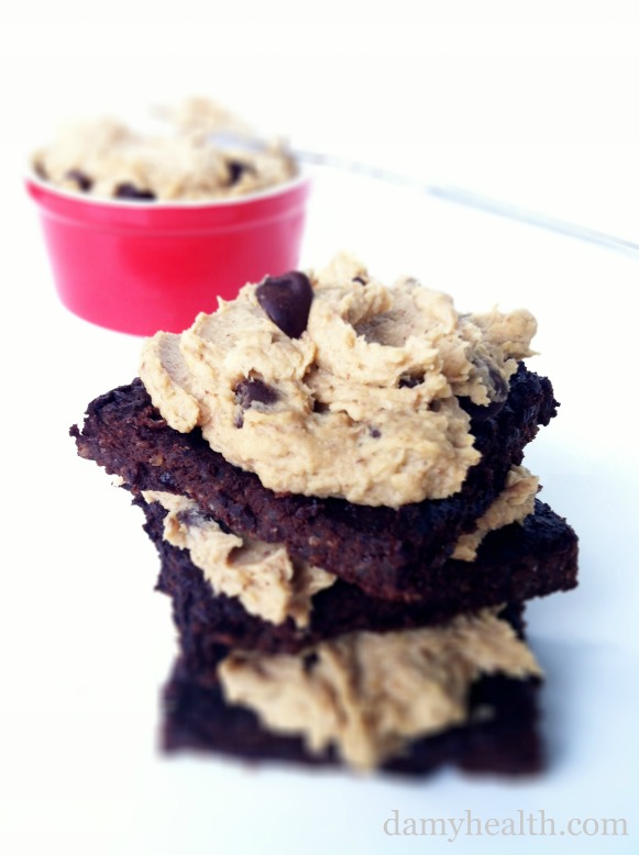 cookie dough frosting with quinoa brownies