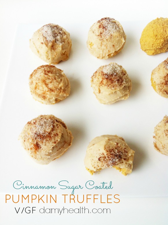 vegan cinnamon sugar coated Pumpkin Cheesecake truffles1
