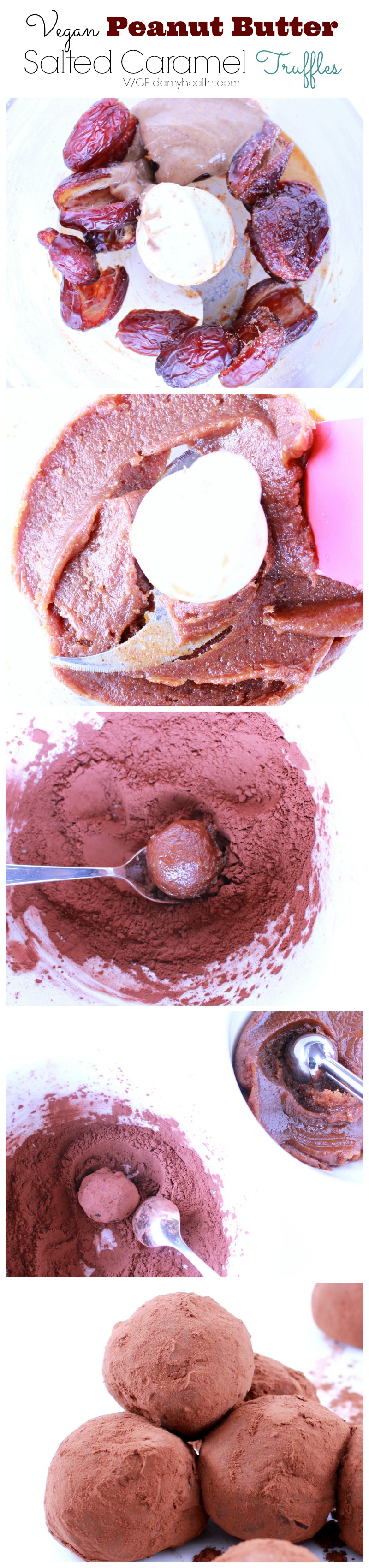 Vegan Peanut Butter Salted Caramel Truffles Collage