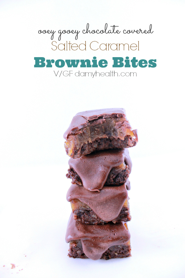 Ooey Gooey Chocolate Covered Salted Caramel Brownie Bites