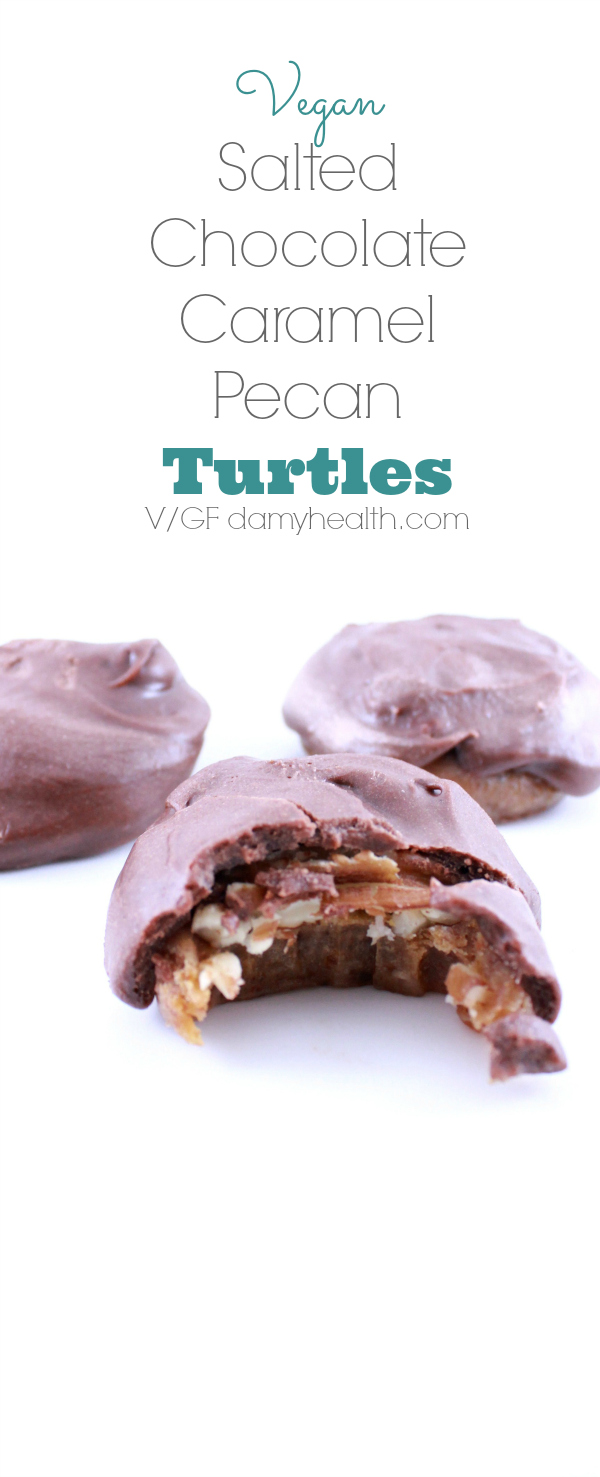 Vegan Salted Chocolate Caramel Pecan Turtles