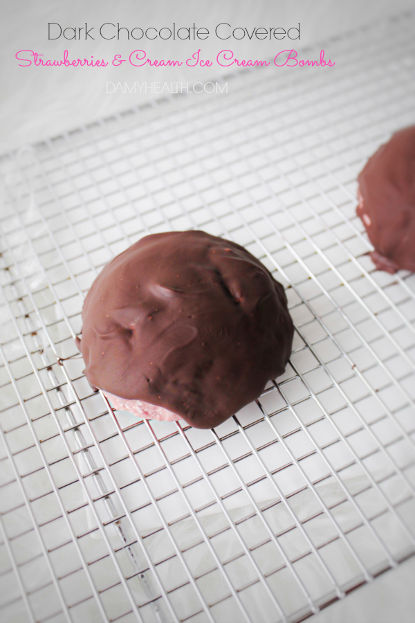 Dark Chocolate Covered Strawberries & Cream Ice Cream Bombs4