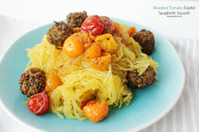 Roasted Tomato Falafel Spaghetti Squash