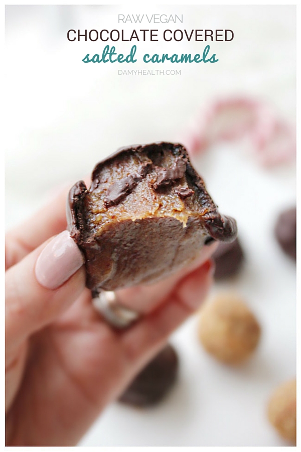 Raw Vegan Chocolate Covered Salted Caramels