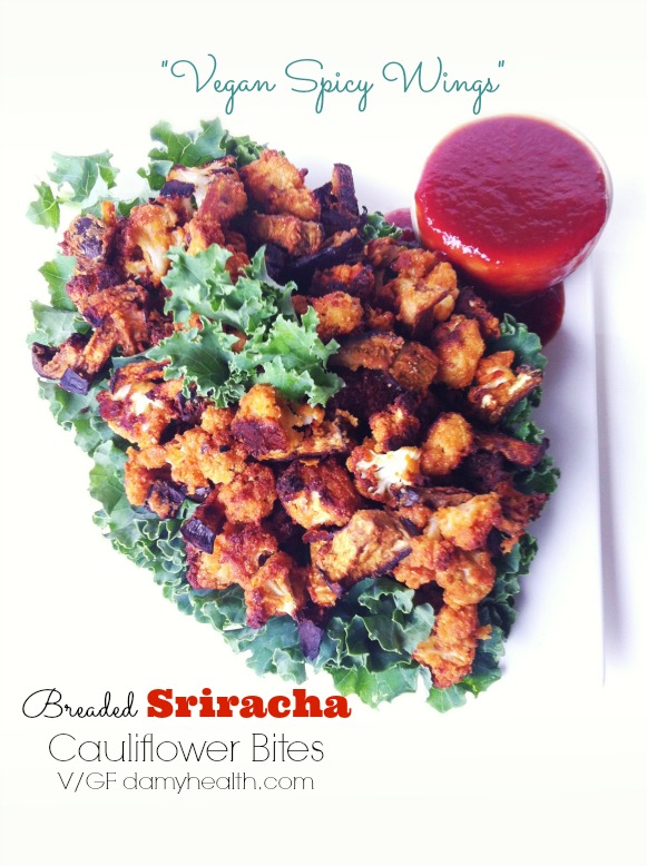 Breaded Sriracha Cauliflower Bites (Vegan Spicy Wings)