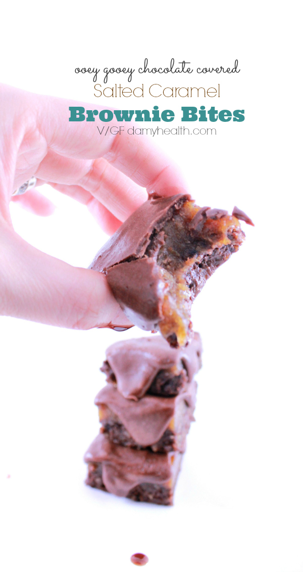 chocolate covered salted caramel brownie bites
