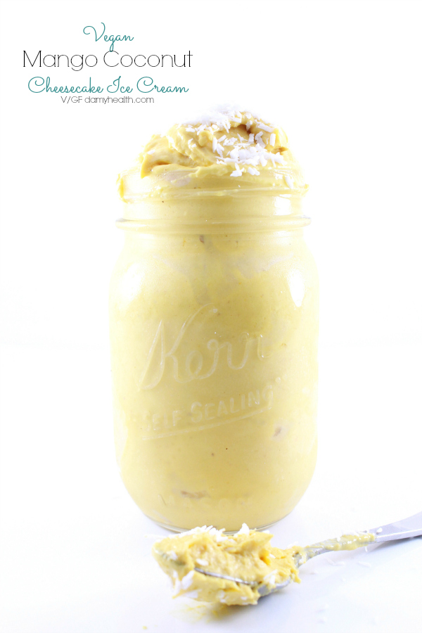 Vegan Mango Coconut Cheesecake Ice Cream