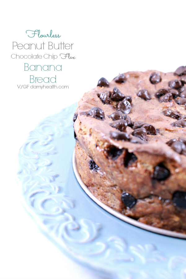 Flourless Peanut Butter Chocolate Chip Flax Banana Bread
