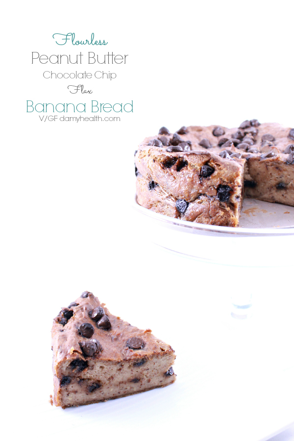 Flourless Peanut Butter Chocolate Chip Flax Banana Bread