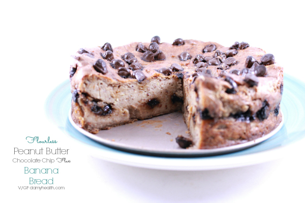 Flourless Peanut Butter Chocolate Chip Flax Banana Bread