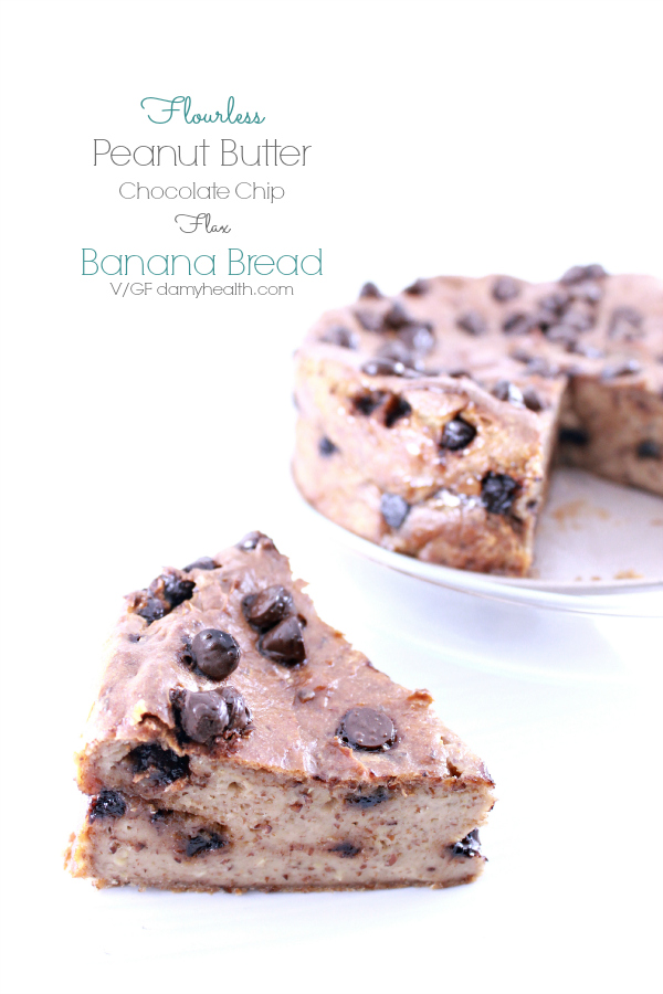 Flourless Peanut Butter Chocolate Chip Flax Banana Bread
