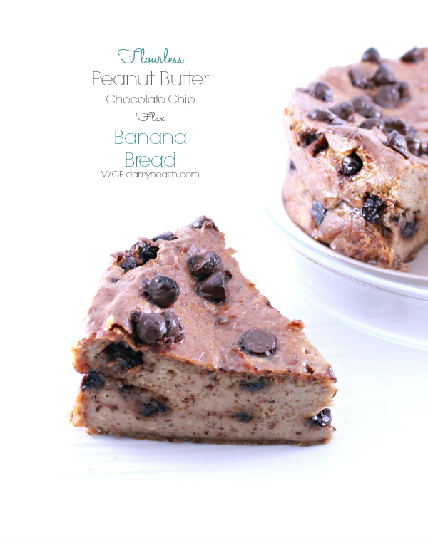 Flourless Peanut Butter Chocolate Chip Flax Banana Bread