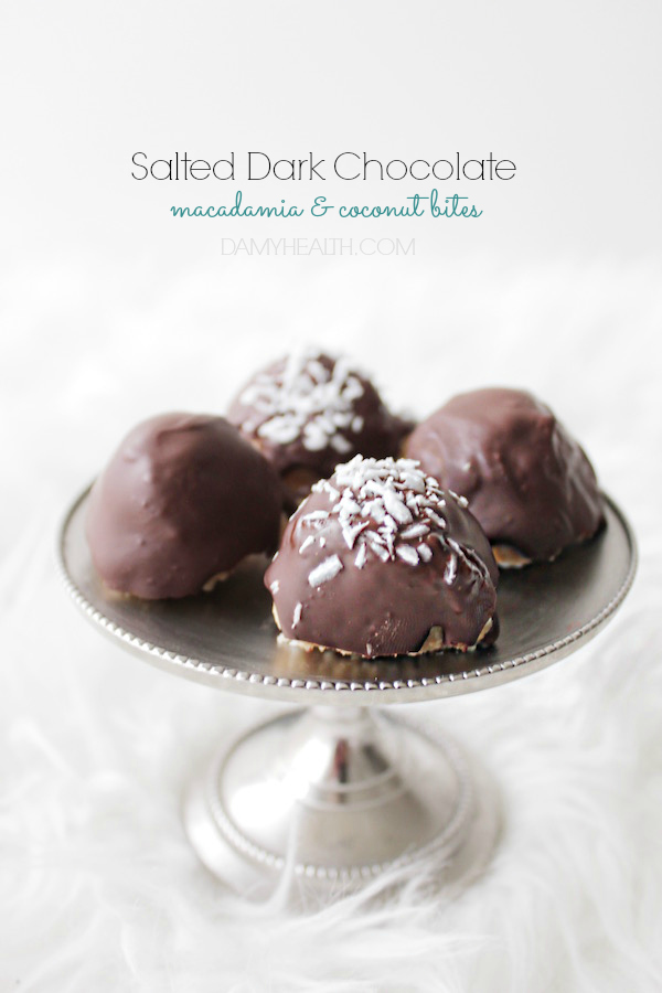 Salted Dark Chocolate Macadamia & Coconut Bites